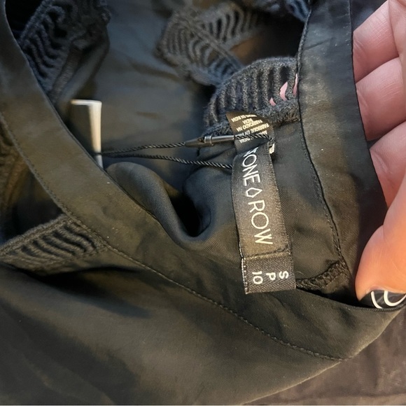 Stone Row Black Satin Cutout V-Neck Short Sleeve Blouse – Sleek & Chic (Size S) - Picture 14 of 15